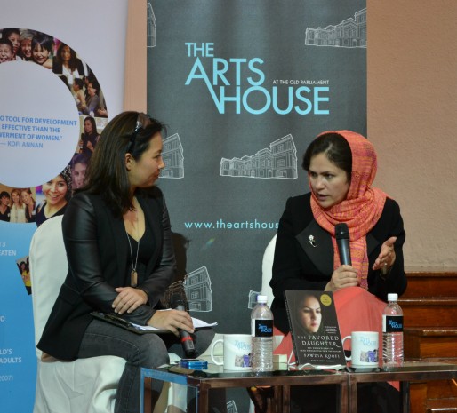 INSPIRING STORIES: Ms Fawzia Koofi sits next to Ms Pamela Ho, who hosted the talk, as she tells the audience about her tumultuous life and bid to become Afghanistan's first female president. (Photo: Sugenya Manogaran)