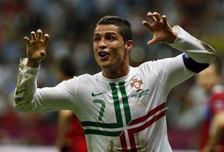 Portugal's Ronaldo celebrates after he scored during the Euro 2012 quarter-final soccer match against Czech Republic at the National stadium in Warsaw