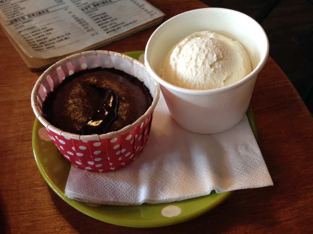 HAPPINESS IN (TWO) CUPS: The molten lava cake (left) and vanilla ice-cream is one that you should try if you have a sweet tooth. (Photo: Emmanuel Phua)