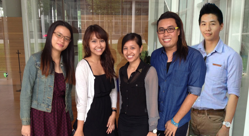 COMPASSIONATE: Students (left to right: Phua Hui Cheng, Nor’s Atikah, Rabi’atul Adawiyah, Muhammad Amirun and Jeston Yeo) took part in the Singapore International Printing Competition 2014. Photo by: Mr Lim Boon Hong