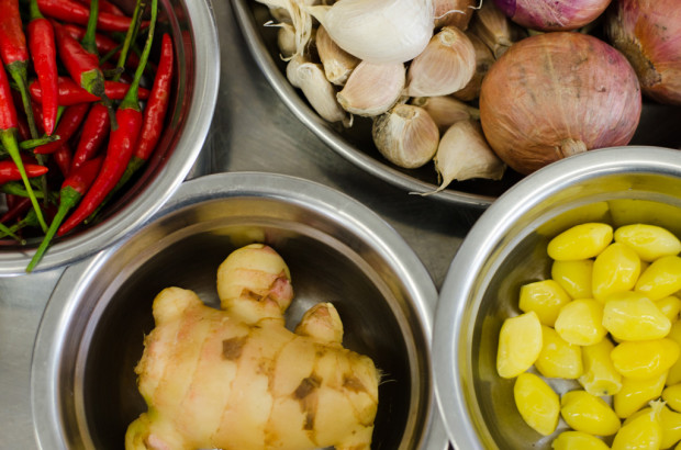 COLOUR ME BEAUTIFUL: Teams came back from marketing with a variety of ingredients that coloured the stainless steel kitchen utensils. (Photo: Marcus Benedict Tan)