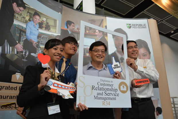 VIP Visitor: Mr Heng Swee Keat toured the booths of all schools and centres and came away impressed at how much there was on offer. (Photo: Claudia Chua) 