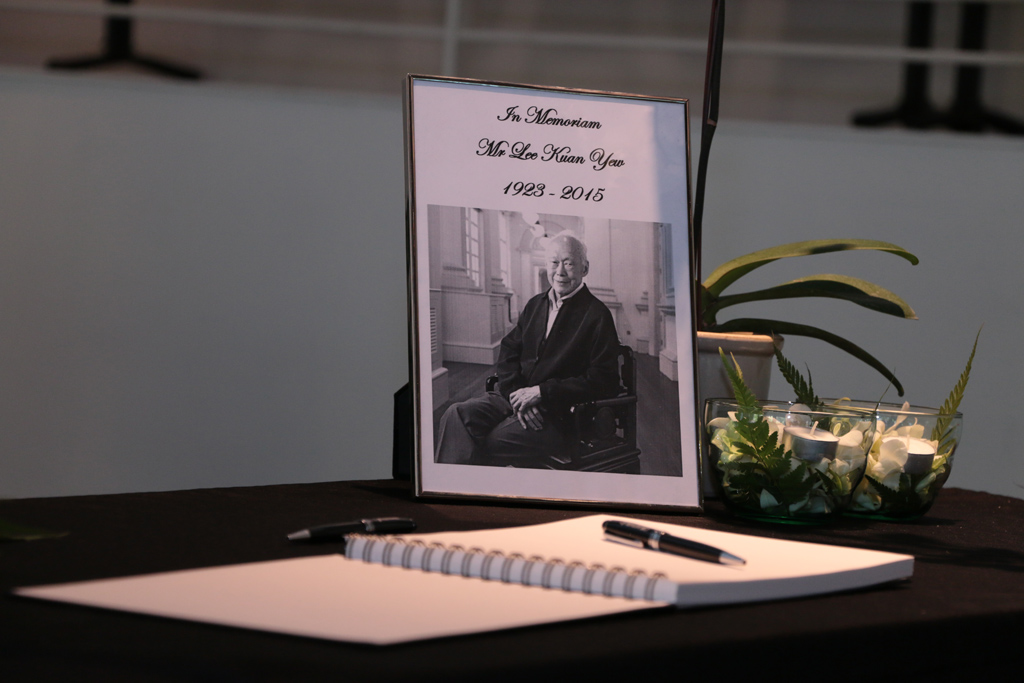 FOREVER IN MEMORY: Portraits of the late Mr Lee Kuan Yew were displayed in the South Agora as a sign of tribute to the former Minister Mentor. (Photo: Azmi Athni)