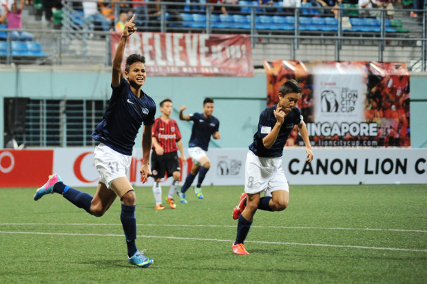 BIG BROTHER: Ikhsan Fandi will be looking to spearhead the NFA U16 side to success and follow in the footsteps of his older brother Irfan (left), seen here in the last edition of the Lion City Cup in 2013. (Photo: Lion City Cup Official Facebook Page)