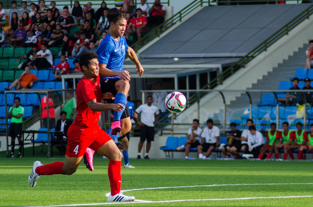 BEING THE STRIKER: Going through everyone in his way to score the goal. My job as a striker is to score goals.” said Ikhsan Fandi (No.9), Striker of the Singapore U-16 (Red). (Photo: Damien Teo)