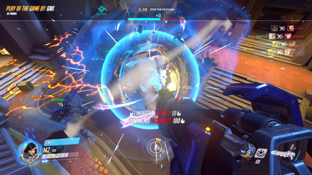 EXPLOSIVELY FUN: An in-game screenshot shows just how colourful Overwatch is compared to many other FPS games. 