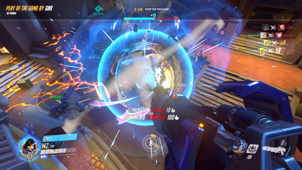 EXPLOSIVELY FUN: An in-game screenshot shows just how colourful Overwatch is compared to many other FPS games.